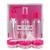 Kit 9 Porta Frascos Viagem Shampoo Creme Perfume Organizador Mala Mão Bolsa Necessaire Resistente Leve Prático Reutilizável Pink