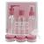 Kit 9 Porta Frascos Viagem Shampoo Creme Perfume Organizador Mala Mão Bolsa Necessaire Resistente Leve Prático Reutilizável Rosa