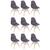 KIT - 9 x cadeiras Charles Eames Eiffel DSW - Base de madeira clara Cinza névoa