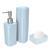 Kit Acessórios Banheiro Lavabo Conjunto Organização 3 Pcs Plástico Saboneteira Porta Escova e Sabão Azul