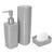 Kit Acessórios Banheiro Lavabo Conjunto Organização 3 Pcs Plástico Saboneteira Porta Escova e Sabão Cinza
