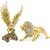 Kit Águia Decorativa + Leão Enfeite Resina Rack Mesa Sala Nicho Luxo Escritório Decoração Aguia + Leão Dourado