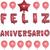 Kit Balão Metalizado Feliz Aniversário Festa Namorado 27 Pçs Vermelho