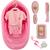 Kit Banheira 22L Plastibaby Roupão Saboneteira Escova Prendedor de Chupeta Pente Para Bebê Rosa Azul Rosa