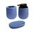 Kit Banheiro 3 Peças de Cerâmica Canelada Porta Sabonete Liquido Saboneteira Porta Escova Azul