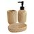 Kit Banheiro 3 Peças de Cerâmica Texturizado Porta Sabonete Liquido Saboneteira Porta Escova Bege