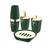 Kit Banheiro Lavabo Conjunto Porta Escova Com Tampa Sabonete Liquido Saboneteira E Porta Algodão Premium Verde Botanic Dourado