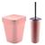 Kit Banheiro Suporte Escova Sanitária Vaso + Lixeira 5 Litros Lavabo - Ou Rosa