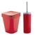 Kit Banheiro Suporte Escova Sanitária Vaso + Lixeira 5 Litros Lavabo - Ou Vermelho