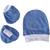 Kit Bebê em Malha 100% algodão 3 pçs (Gorro, Pantufa e Luva) Recem Nascido Confecções Castelo Azul sky