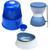 Kit - Bebedouro Vida Mansa 2 litros Nao Molha Pelos + Comedouro 320ml + Lancheira Pet para Passeio Azul