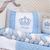 Kit Berço Americano Trançado Coroa 11 Pcs Protetor Decoração Príncipe Princesa Imperial Chuva Amor Azul