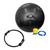 Kit - Bola de Pilates 65cm - Com Bomba - Função Antiestouro + Anel de Pilates  Yoga - Treinamento Preto