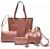 Kit bolsa feminina grande+ bolsa saco media+bolsa bau corrente + carteira 4 peças Rosa