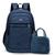 Kit Bolsa Lancheira Masculina E mochila Antifurto Presente Viagem Passeios Termica Comidas Quentes Frias Forte Moderna Azul