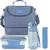 Kit Bolsa Térmica Lancheira Marmita 2 Divisórias Garrafa Squeeze Água e Porta Talheres Garfo Colher Azul