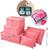 Kit Bolsas Para Viagem Organizador Premium 6 peças Portátil Rosa