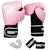 Kit Boxe Treino Kickboxing Luva Bandagem Bucal Round Fight Rosa