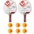 Kit C/2 Raquetes Ping Pong Impulse + 6 Bolas Ping Pong 2 Estrelas Vollo Laranja