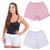 Kit c/ 2 short feminino moletom academia e caminhada super leve Branco, Rosa