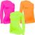 Kit C/ 3 Camisas Feminino Stigli Pro Proteção Solar FPU 50 Manga Longa Luna Poliamida E Amarelo fluorescente