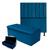 Kit Cabeceira + Calçadeira Baú Cancun Solteiro 90cm Suede - Ecotec Decor Azul marinho