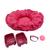 Kit Cachorro Gato Cama Caminha Flor Abre/Fecha Coleira Brinquedo Comedor Médio Rosa