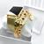 Kit caixa relógio dourado metal led digital quadrado e pulseira feminina fashion Dourado