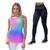 Kit Calça Legging Feminina Camisa Regata Musculação Caminhada Térmica Proteção UV50 Tie dye, Preto