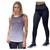 Kit Calça Legging Feminina Camisa Regata Proteção UV50 Caminhada Fitness Térmica Slim Preto cinza, Preto