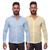 Kit Camisa Social Masculina Manga Longa Slim 2 Peças Azul, Amarelo