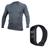 Kit Camisa Térmica Masculina UV Segunda Pele Protação Solar 50+ Manga Longa Dry Fit + Relógio Cinza