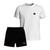 Kit Camiseta Algodão Estampada e Short Tactel Com Bolsos Masculino Branco emoji 01