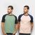 Kit Camiseta Básica Raglan Masculina c/ 2 Peças Verde+laranja