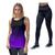 Kit Camiseta Feminina Regata Calça Legging Cavada Blusa Caminhada Musculação Proteção UV50 Preto roxo, Preto