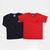 Kit Camiseta Infantil Rei Rex Básica Menino - 2 Peças Vermelho, Preto