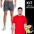 Kit Camiseta Masculina ALGODÃO Slim Fit Básica Camisa Academia Corrida Casual + Shorts Tactel ELASTANO 712 Vermelho