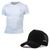 Kit Camiseta Masculina Camisas 100% Algodão Slim Basicas + Boné Branco
