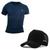 Kit Camiseta Masculina Camisas 100% Algodão Slim Basicas + Boné Azul