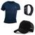 Kit Camiseta Masculina Camisas 100% Algodão Slim Basicas + Boné + Relógio Azul