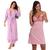 KIT Camisola Amamentação Longa com Robe + Camisola Pós Parto Estilo Sedutor - V216 Lavanda, Rose