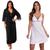 KIT Camisola Longa Pós Parto com Robe + Camisola Maternidade Moda de Baixo - V217 Preto, Branco