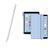 Kit Caneta C/ Palm Rejection + Capa p iPad 6 ª ger 9.7" Protetora com Espaço para caneta Anti Impacto Proteção Total Capinha Smart Case Robusta Caneta Branca e Capa Azul Claro
