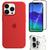 Kit Capa Capinha Case + Película 3D Tela + Película de Camerâ Compatível Com iPhone 13 Pro Vermelho