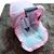 Kit Capa de Bebê Conforto + Protetor de Cinto + Capota Solar 100% Algodão Chevron Cinza com Rosa