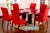 Kit Capa De Cadeira Jantar Com Elástico 6 Lugares Malha Gel Cores lisas Vermelho