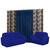 KIT Capa para sofa king 2 e 3 lugares malha gel elasticada + CORTINA FLORATA 2M Azul