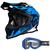 Kit Capacete Trilha Etceter Fast + Oculos Pro Tork 788 Motocross Off Road Fechado Masculino Feminino AZUL