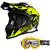 Kit Capacete Trilha Etceter Fast + Oculos Pro Tork 788 Motocross Off Road Fechado Masculino Feminino AMARELO