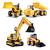 Kit Carrinhos 4 em 1 Workers Series Trator Escavadeira Bob Workers Fora da Estrada Amarelo